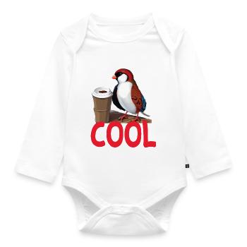 cooler Zebrafink - Australian zebra finch - Baby Bio-Langarm-Body - Weiß - Vorne
