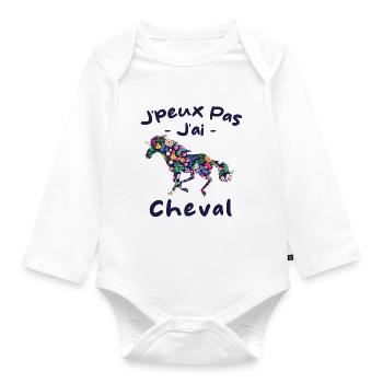 j'peux pas j'ai cheval | cavalière - Body Bébé bio manches longues - blanc - Devant