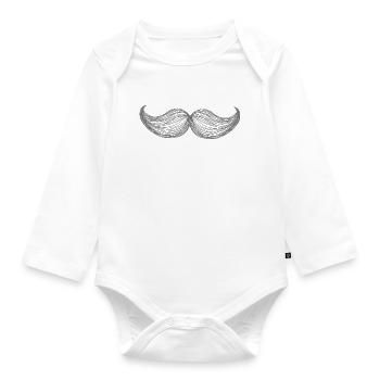 Schnurrbart - Baby Bio-Langarm-Body - Weiß - Vorne