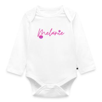 Melanie First name - Organic Longsleeve Baby Bodysuit - white - Front