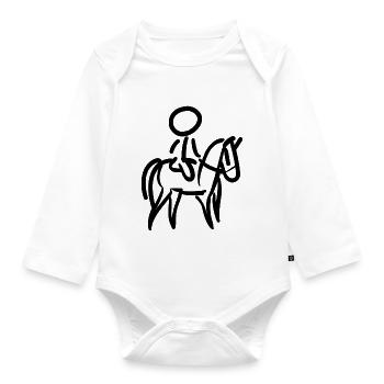 Reiterin auf Pferd Reiter Minimalist Minimalismus - Baby Bio-Langarm-Body - Weiß - Vorne