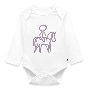Reiterin auf Pferd Reiter Minimalist Minimalismus - Baby Bio-Langarm-Body - Weiß - Vorne