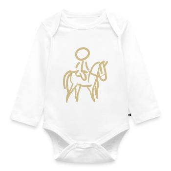 Reiterin auf Pferd Reiter Minimalist Minimalismus - Baby Bio-Langarm-Body - Weiß - Vorne