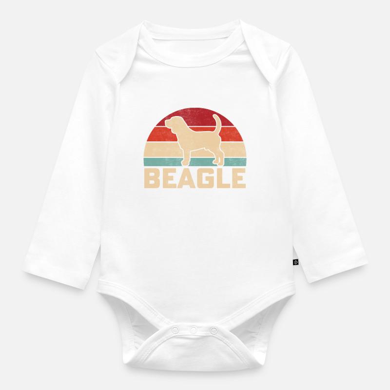 Beagle Retro - Baby Bio-Langarm-Body - Weiß