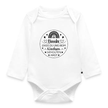 Boho Regenbogen Danke sagen Kita Kindergarten - Baby Bio-Langarm-Body - Weiß - Vorne