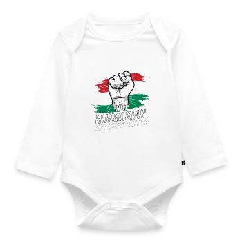 Not Hungarian But Supportive Hungary Flag Country - Organic Longsleeve Baby Bodysuit - white - Front