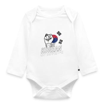 Pas coréen mais favorable au drapeau coréen - Body Bébé bio manches longues - blanc - Devant