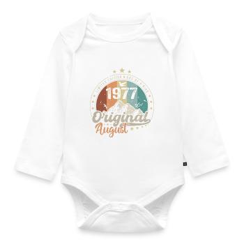 August 1977 Geburtstagsgeschenk August 1977 Jahrgang - Baby Bio-Langarm-Body - Weiß - Vorne