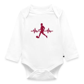 Herzschlag - Soccer / Sportverein Kicker Fußball - Organic Longsleeve Baby Bodysuit - white - Front