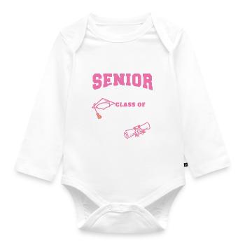Proud Mama Of A Senior Mom Class Of 2024 - Organic Longsleeve Baby Bodysuit - white - Front