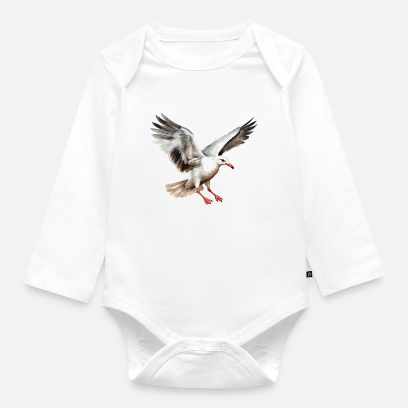 Mouette - Body Bébé bio manches longues - blanc