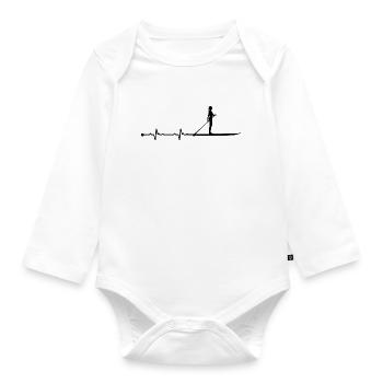 Herzschlag-Paddel - Baby Bio-Langarm-Body - Weiß - Vorne