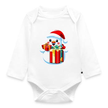 bonhomme de neige avec cadeaux - Body Bébé bio manches longues - blanc - Devant