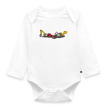 Construction Machinery Fleet - Organic Longsleeve Baby Bodysuit - white - Front