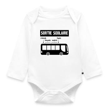 sortie scolaire - Body Bébé bio manches longues - blanc - Devant