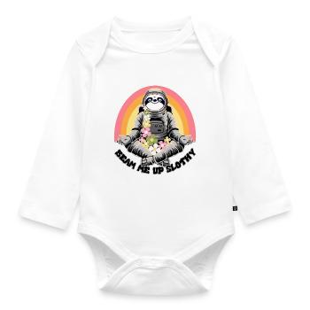 Beam me up Slothy - Organic Longsleeve Baby Bodysuit - white - Front