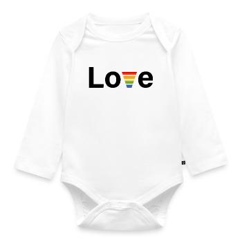CSD Regenbogen love Shirt - Baby Bio-Langarm-Body - Weiß - Vorne