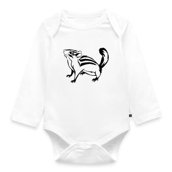 Outlined cute chipmunk - Organic Longsleeve Baby Bodysuit - white - Front