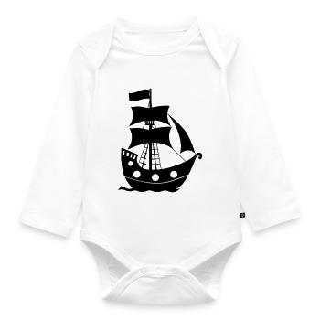 Pirate ship - Organic Longsleeve Baby Bodysuit - white - Front