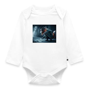 Detective Fox - Organic Longsleeve Baby Bodysuit - white - Front