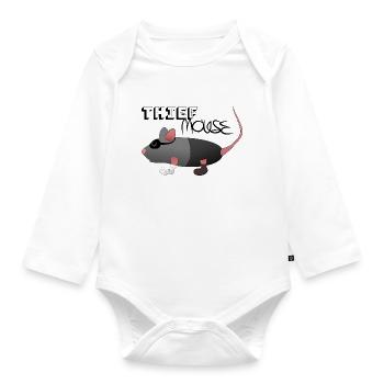 Dieb Maus im Gauner-Look - Baby Bio-Langarm-Body - Weiß - Vorne