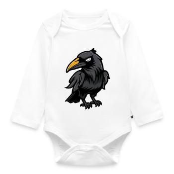 Raven Animal Comic - Organic Longsleeve Baby Bodysuit - white - Front