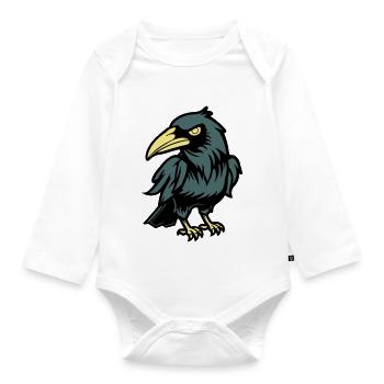 Raven Comic Animal - Organic Longsleeve Baby Bodysuit - white - Front