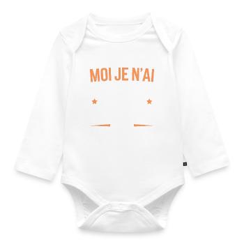 Moi, je n'ai confiance qu'en mon manche et ma paro - Body Bébé bio manches longues - blanc - Devant