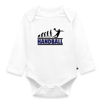 Evolution zum Handballer,handball - Baby Bio-Langarm-Body - Weiß - Vorne