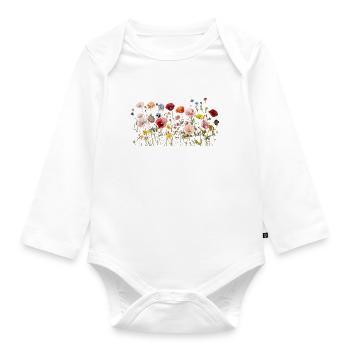 Prairie de fleurs sauvages – Fleurs d’aquarelle naturelles - Body Bébé bio manches longues - blanc - Devant