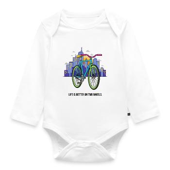 Life is better on two Wheels - Organic Longsleeve Baby Bodysuit - white - Front