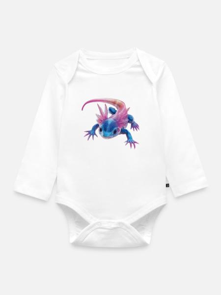 Axolotl - Baby Bio-Langarm-Body - Weiß