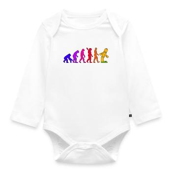 Clamping Brick Evolution Humanity Studded Brick - Organic Longsleeve Baby Bodysuit - white - Front