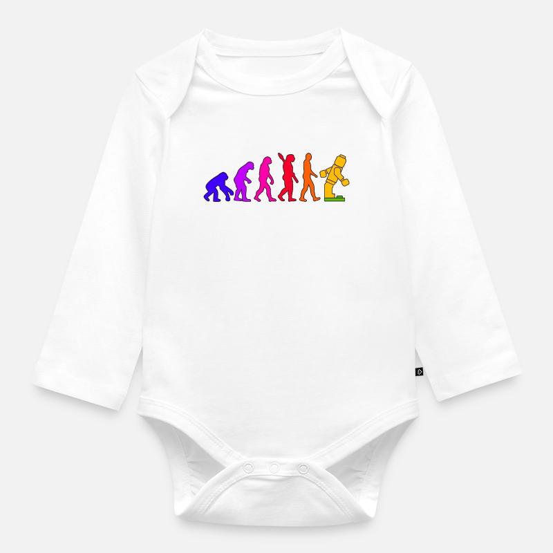 Klemmbaustein Evolution Menschheit Noppenbaustein - Baby Bio-Langarm-Body - Weiß