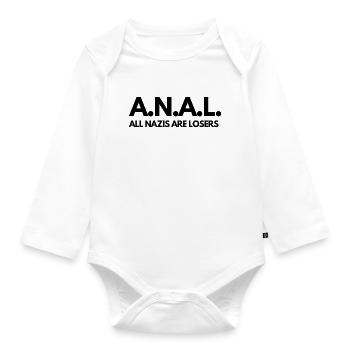 A.N.A.L. All N*zis are Loser!  - Baby Bio-Langarm-Body - Weiß - Vorne