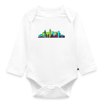 Manila City Skyline Rizal Monument Moderne Kunst - Baby Bio-Langarm-Body - Weiß - Vorne