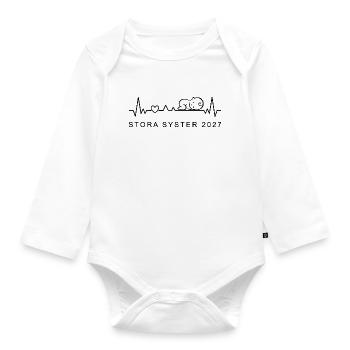 Große Schwester 2027 Herzschlag Schwedisch - Baby Bio-Langarm-Body - Weiß - Vorne