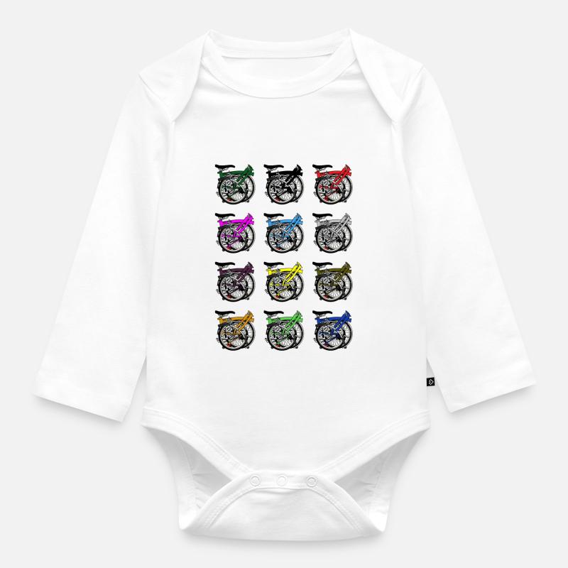 Brompton Bicycle Folded - Organic Longsleeve Baby Bodysuit - white