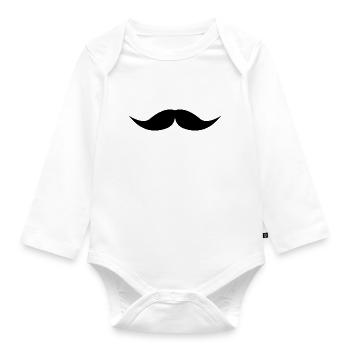 Schnurrbart - Baby Bio-Langarm-Body - Weiß - Vorne