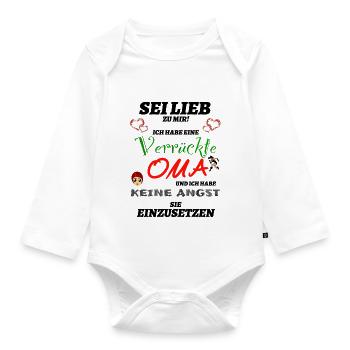 verrückte oma - Baby Bio-Langarm-Body - Weiß - Vorne
