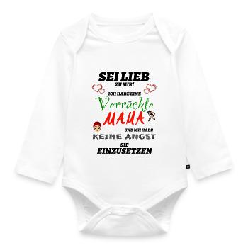 verrückte mama - Baby Bio-Langarm-Body - Weiß - Vorne