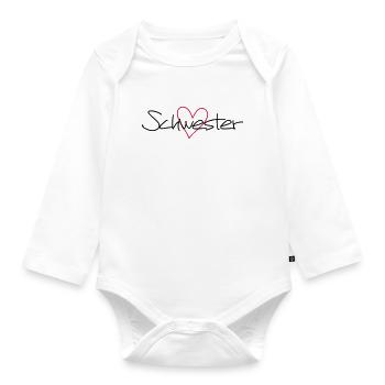 Herz Schwester Schwesterherz Geschenk Liebe - Baby Bio-Langarm-Body - Weiß - Vorne