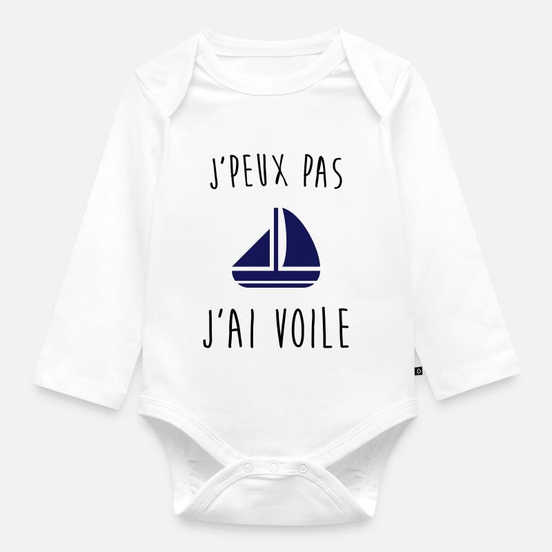 j'peux pas j'ai voile, je peux pas j'ai voile - Body Bébé bio manches longues - blanc