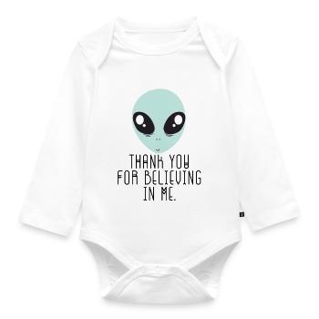 Alien / Area 51 / UFO: Thank You For Believing In - Organic Longsleeve Baby Bodysuit - white - Front