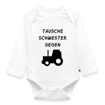 Swap sœur contre Traktor - Body Bébé bio manches longues - blanc - Devant