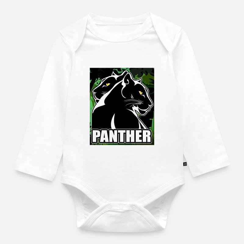 panthère - Body Bébé bio manches longues - blanc