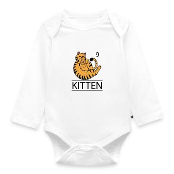 Schmusende Mietze - Katzendesign Geschenkidee - Baby Bio-Langarm-Body - Weiß - Vorne