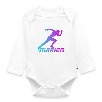 Runner - Organic Longsleeve Baby Bodysuit - white - Front