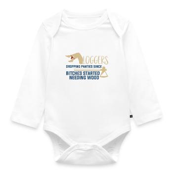 Logging Needing Wood Funny Logger - Organic Longsleeve Baby Bodysuit - white - Front