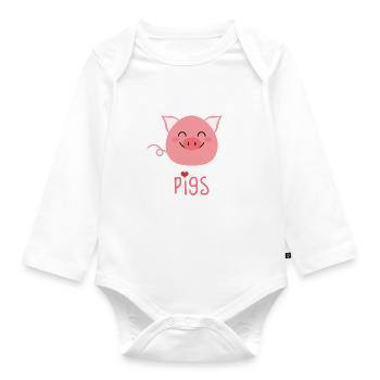 Cute piggy - Organic Longsleeve Baby Bodysuit - white - Front